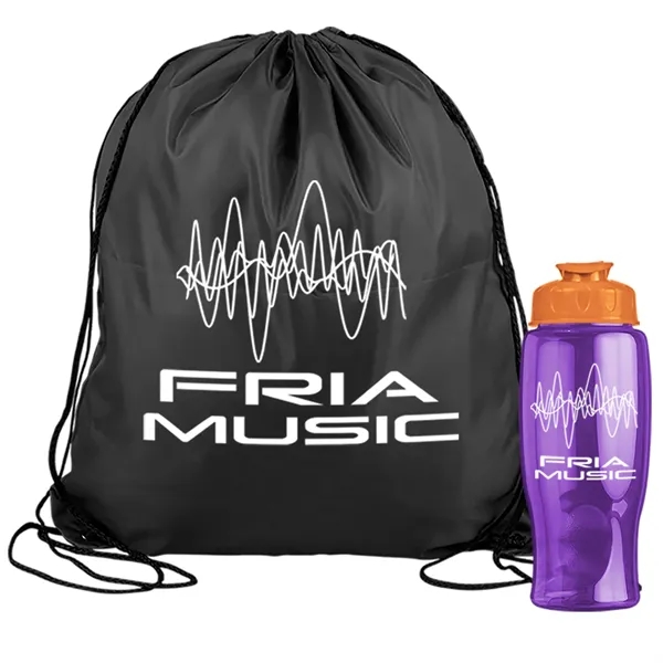 Drawstring backpack in a bottle combo kit.... from ASI 40480 Koozie Group