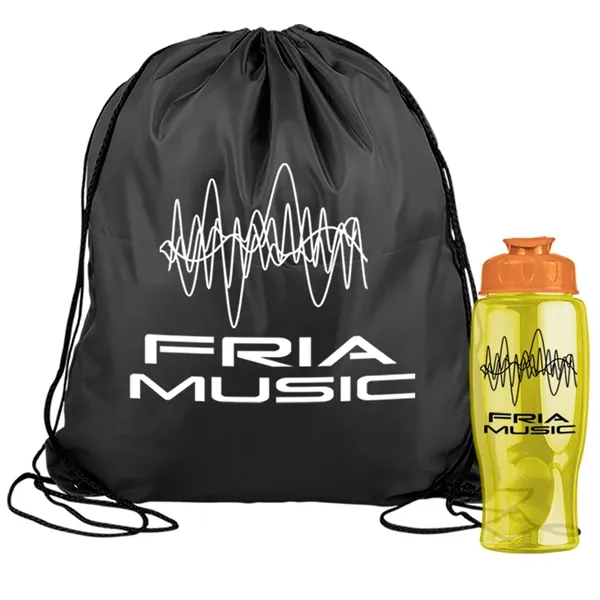 Drawstring backpack in a bottle combo kit.... from ASI 40480 Koozie Group