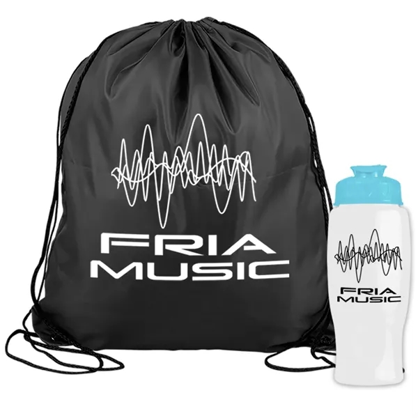 Drawstring backpack in a bottle combo kit.... from ASI 40480 Koozie Group