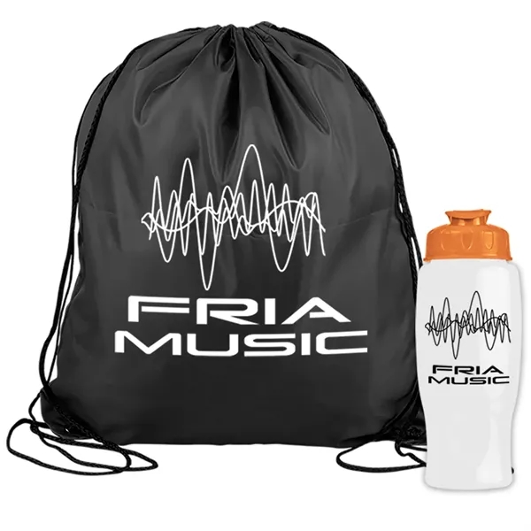 Drawstring backpack in a bottle combo kit.... from ASI 40480 Koozie Group