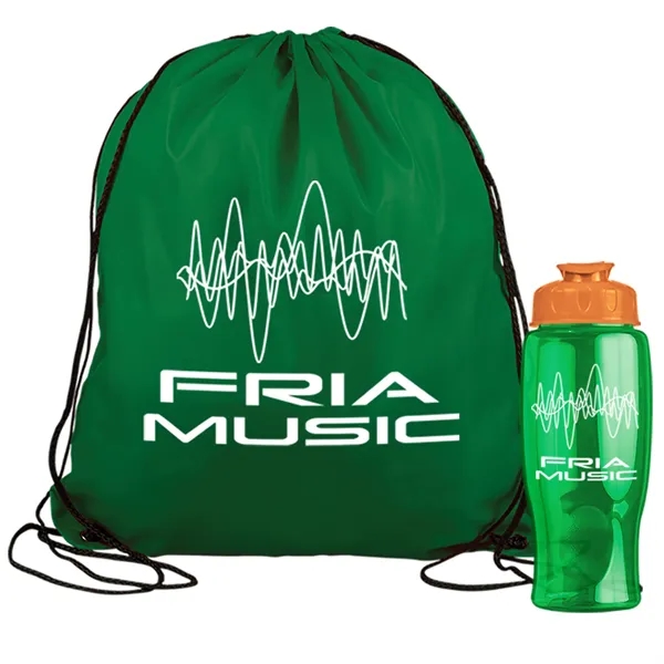 Drawstring backpack in a bottle combo kit.... from ASI 40480 Koozie Group