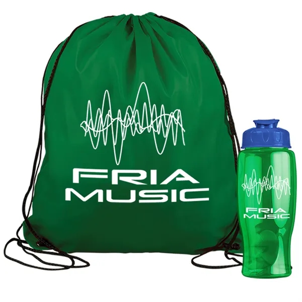 Drawstring backpack in a bottle combo kit.... from ASI 40480 Koozie Group