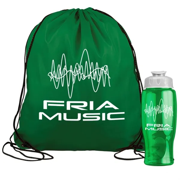 Drawstring backpack in a bottle combo kit.... from ASI 40480 Koozie Group