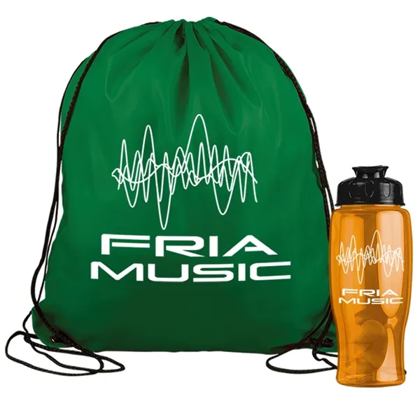 Drawstring backpack in a bottle combo kit.... from ASI 40480 Koozie Group