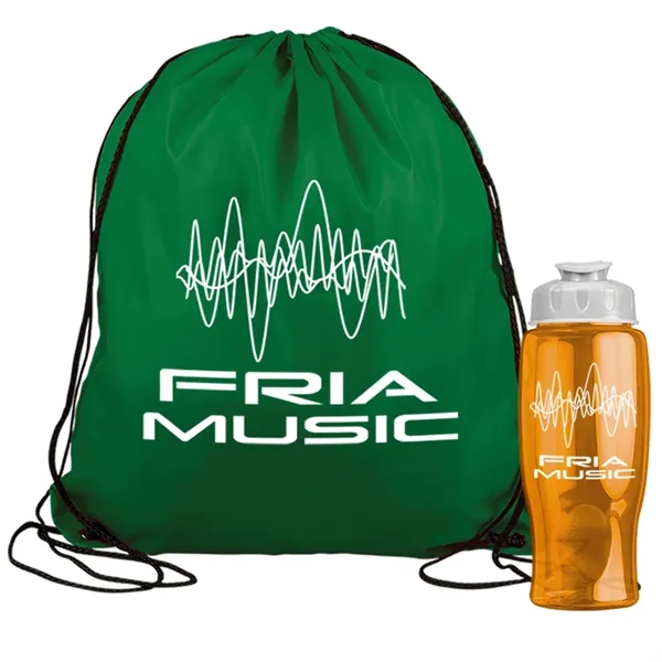 Drawstring backpack in a bottle combo kit.... from ASI 40480 Koozie Group