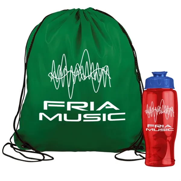 Drawstring backpack in a bottle combo kit.... from ASI 40480 Koozie Group