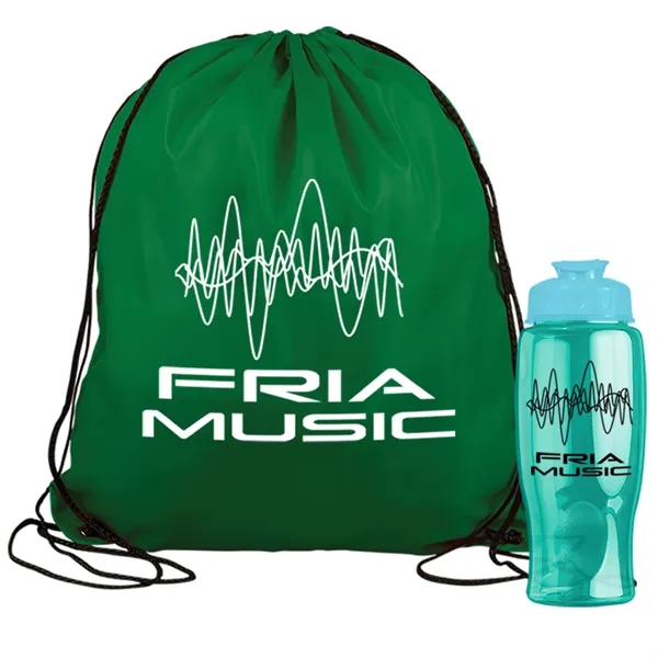 Drawstring backpack in a bottle combo kit.... from ASI 40480 Koozie Group