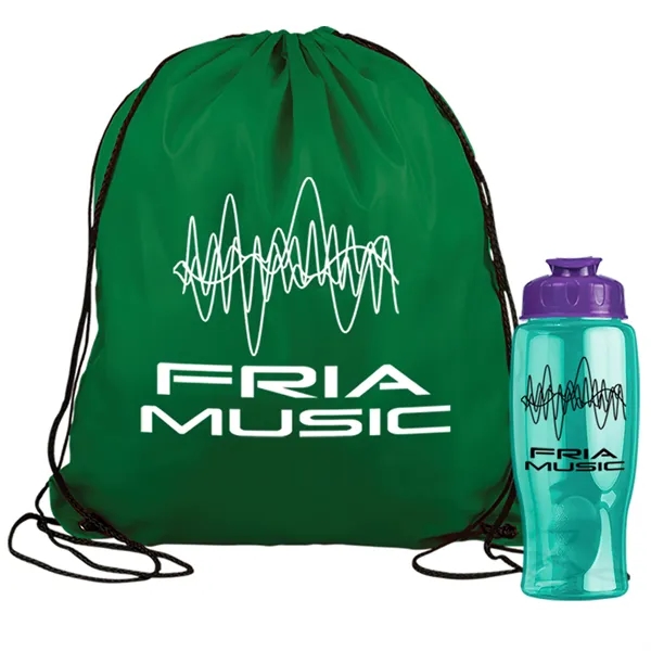 Drawstring backpack in a bottle combo kit.... from ASI 40480 Koozie Group