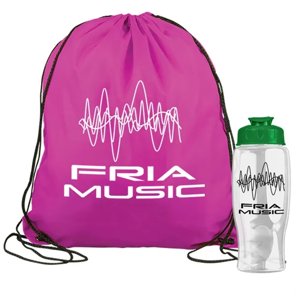 Drawstring backpack in a bottle combo kit.... from ASI 40480 Koozie Group