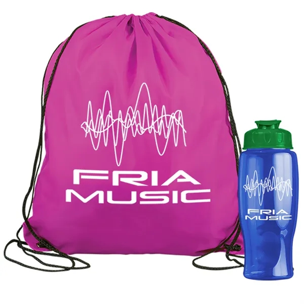 Drawstring backpack in a bottle combo kit.... from ASI 40480 Koozie Group