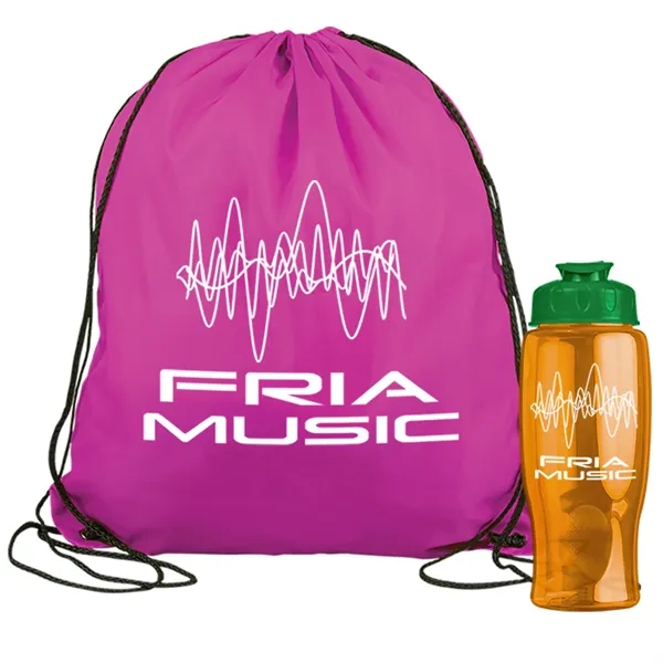 Drawstring backpack in a bottle combo kit.... from ASI 40480 Koozie Group