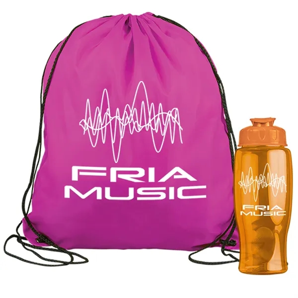 Drawstring backpack in a bottle combo kit.... from ASI 40480 Koozie Group