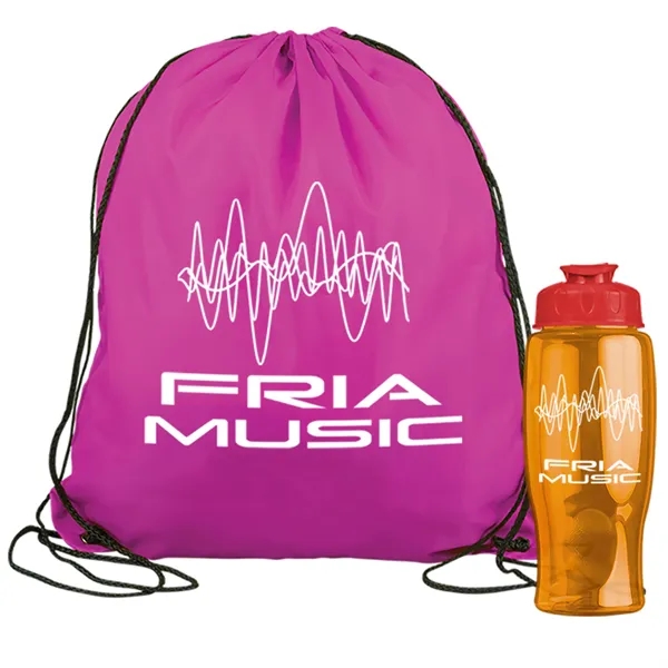 Drawstring backpack in a bottle combo kit.... from ASI 40480 Koozie Group