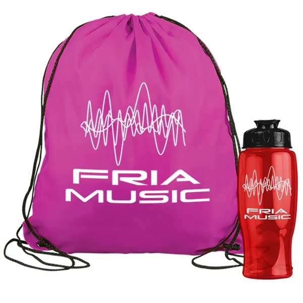 Drawstring backpack in a bottle combo kit.... from ASI 40480 Koozie Group