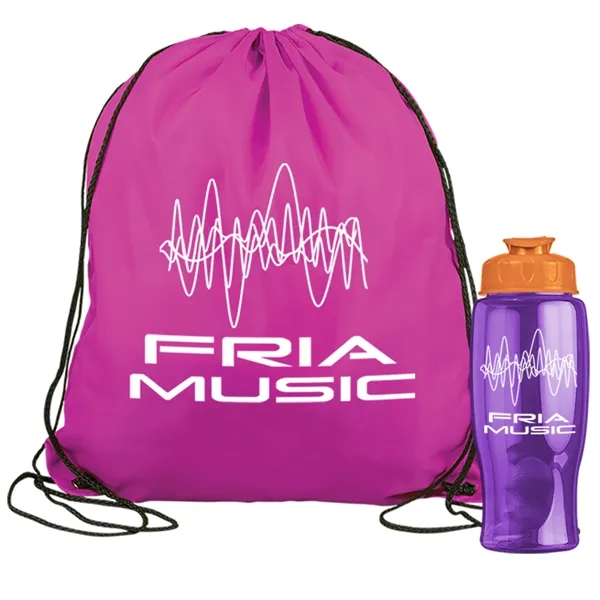 Drawstring backpack in a bottle combo kit.... from ASI 40480 Koozie Group