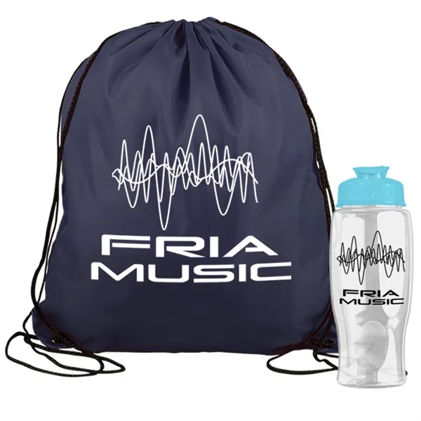 Drawstring backpack in a bottle combo kit.... from ASI 40480 Koozie Group
