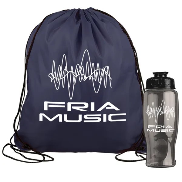 Drawstring backpack in a bottle combo kit.... from ASI 40480 Koozie Group