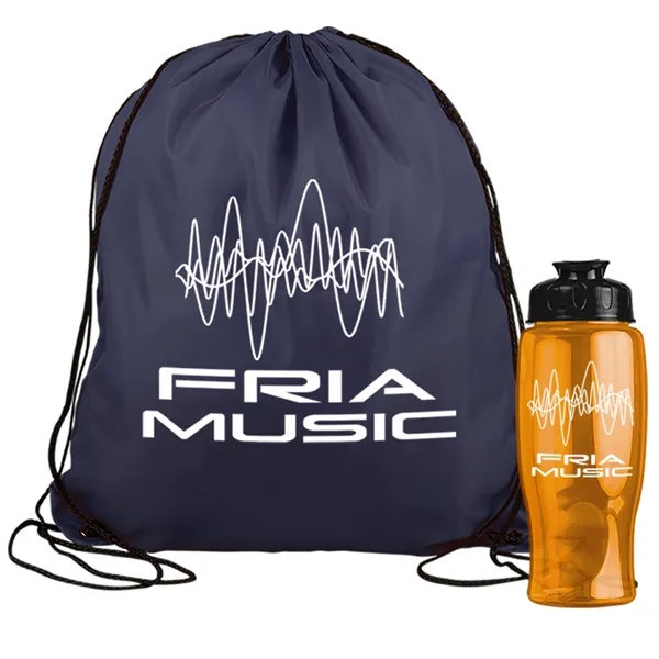 Drawstring backpack in a bottle combo kit.... from ASI 40480 Koozie Group