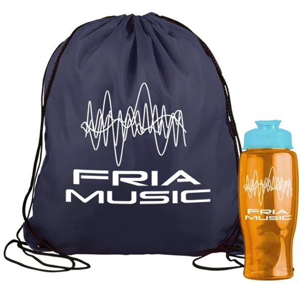Drawstring backpack in a bottle combo kit.... from ASI 40480 Koozie Group
