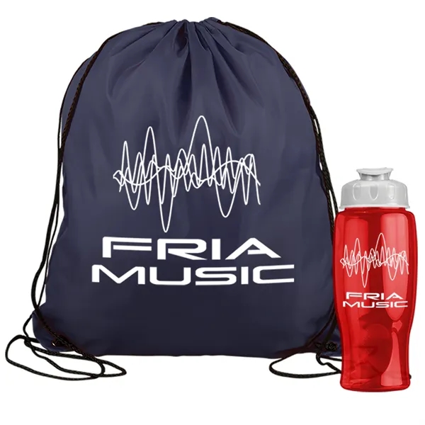 Drawstring backpack in a bottle combo kit.... from ASI 40480 Koozie Group