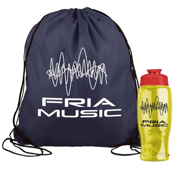 Drawstring backpack in a bottle combo kit.... from ASI 40480 Koozie Group