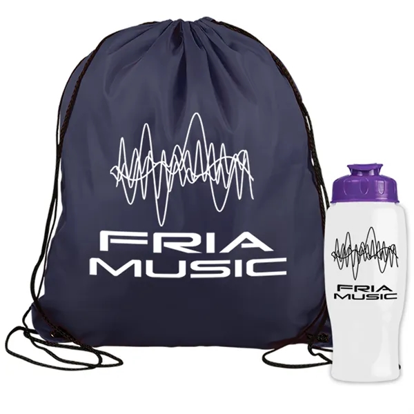 Drawstring backpack in a bottle combo kit.... from ASI 40480 Koozie Group