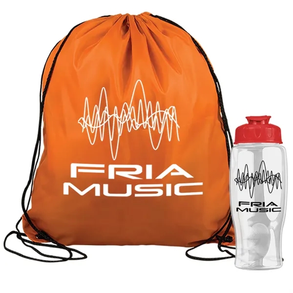 Drawstring backpack in a bottle combo kit.... from ASI 40480 Koozie Group