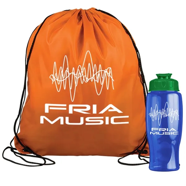 Drawstring backpack in a bottle combo kit.... from ASI 40480 Koozie Group