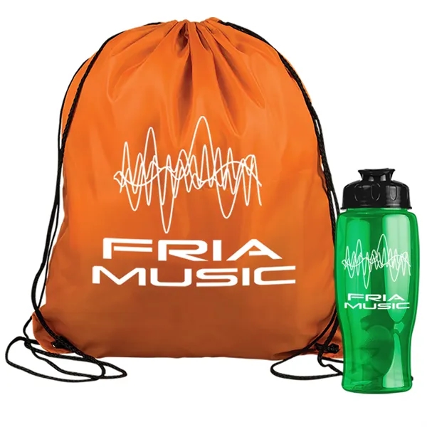 Drawstring backpack in a bottle combo kit.... from ASI 40480 Koozie Group
