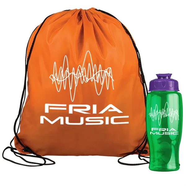 Drawstring backpack in a bottle combo kit.... from ASI 40480 Koozie Group
