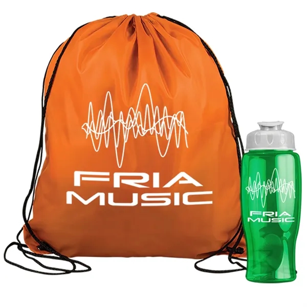Drawstring backpack in a bottle combo kit.... from ASI 40480 Koozie Group