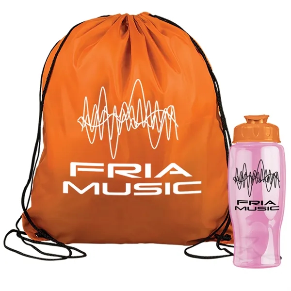Drawstring backpack in a bottle combo kit.... from ASI 40480 Koozie Group