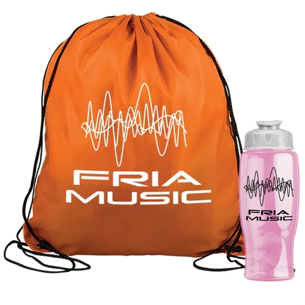Drawstring backpack in a bottle combo kit.... from ASI 40480 Koozie Group