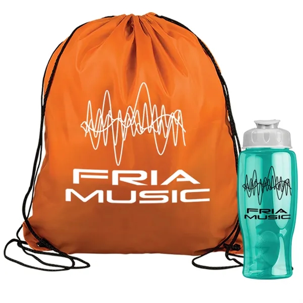 Drawstring backpack in a bottle combo kit.... from ASI 40480 Koozie Group