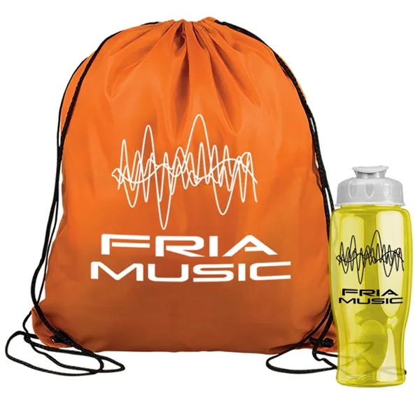 Drawstring backpack in a bottle combo kit.... from ASI 40480 Koozie Group
