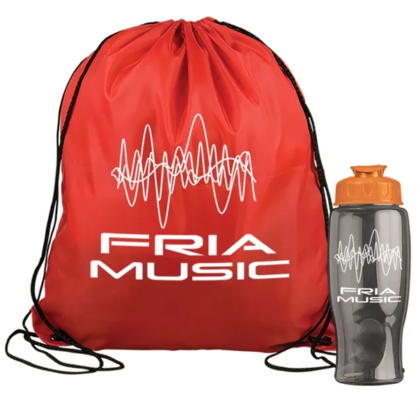 Drawstring backpack in a bottle combo kit.... from ASI 40480 Koozie Group
