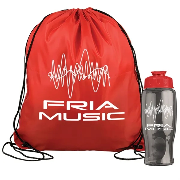 Drawstring backpack in a bottle combo kit.... from ASI 40480 Koozie Group