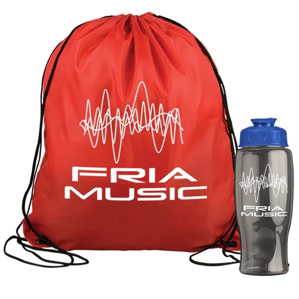 Drawstring backpack in a bottle combo kit.... from ASI 40480 Koozie Group