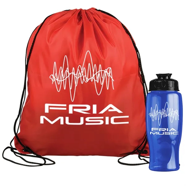 Drawstring backpack in a bottle combo kit.... from ASI 40480 Koozie Group