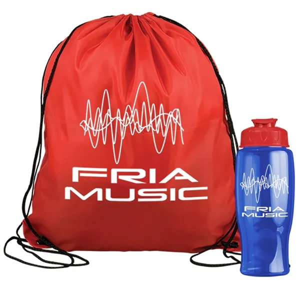 Drawstring backpack in a bottle combo kit.... from ASI 40480 Koozie Group