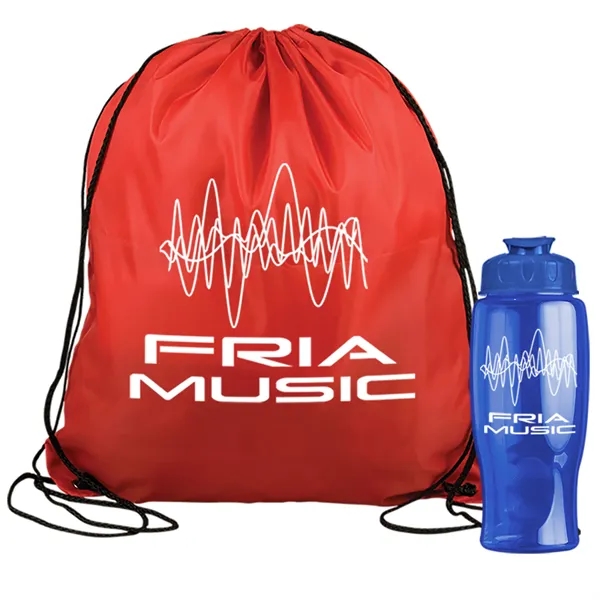 Drawstring backpack in a bottle combo kit.... from ASI 40480 Koozie Group