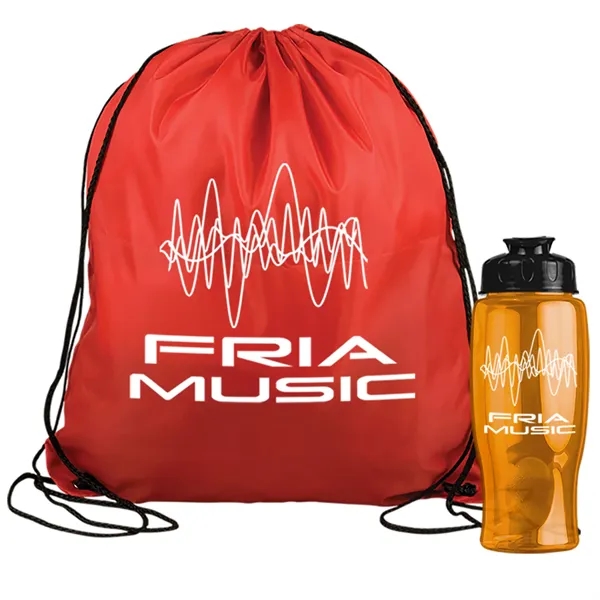 Drawstring backpack in a bottle combo kit.... from ASI 40480 Koozie Group