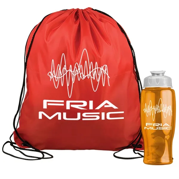 Drawstring backpack in a bottle combo kit.... from ASI 40480 Koozie Group