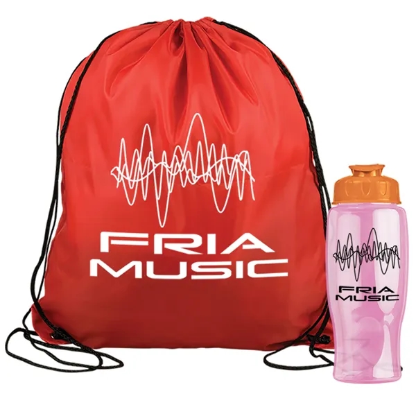 Drawstring backpack in a bottle combo kit.... from ASI 40480 Koozie Group