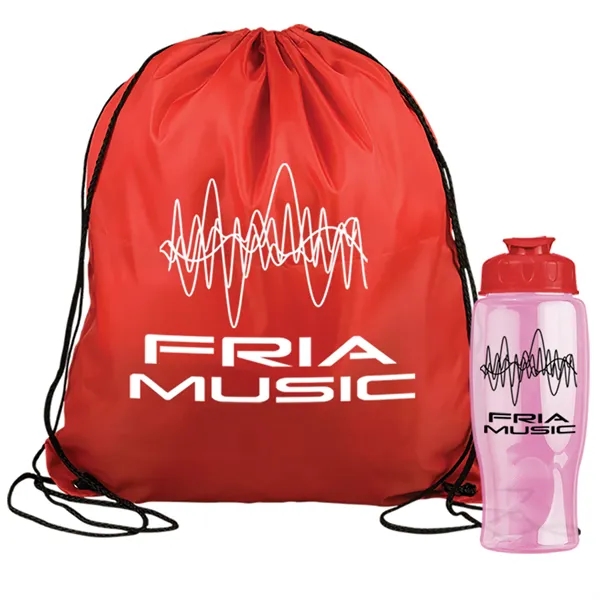 Drawstring backpack in a bottle combo kit.... from ASI 40480 Koozie Group