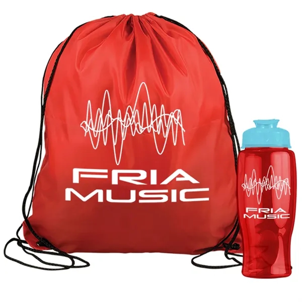Drawstring backpack in a bottle combo kit.... from ASI 40480 Koozie Group
