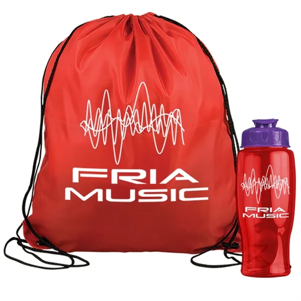Drawstring backpack in a bottle combo kit.... from ASI 40480 Koozie Group