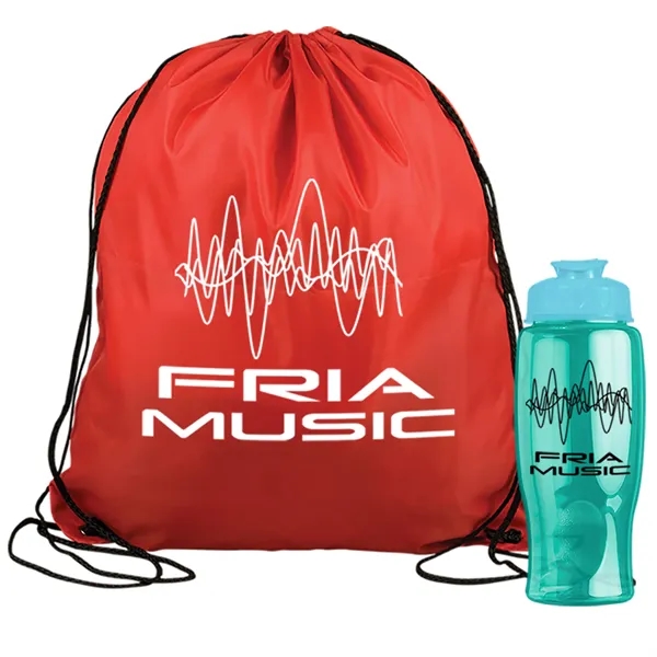 Drawstring backpack in a bottle combo kit.... from ASI 40480 Koozie Group