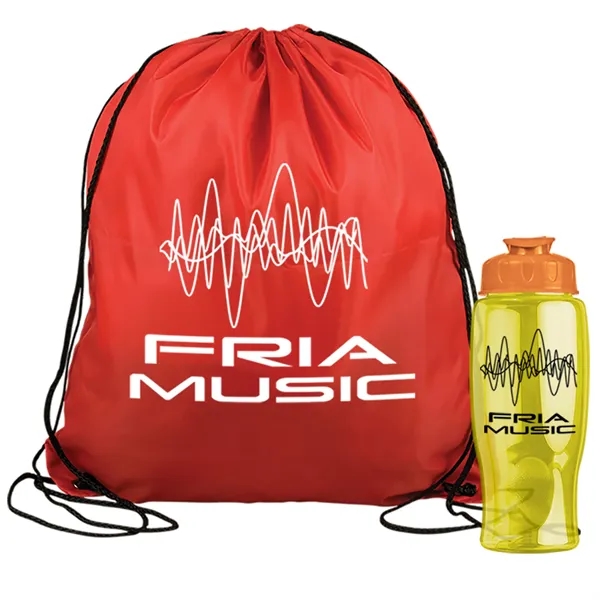 Drawstring backpack in a bottle combo kit.... from ASI 40480 Koozie Group