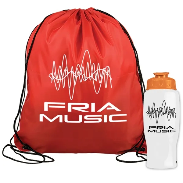 Drawstring backpack in a bottle combo kit.... from ASI 40480 Koozie Group